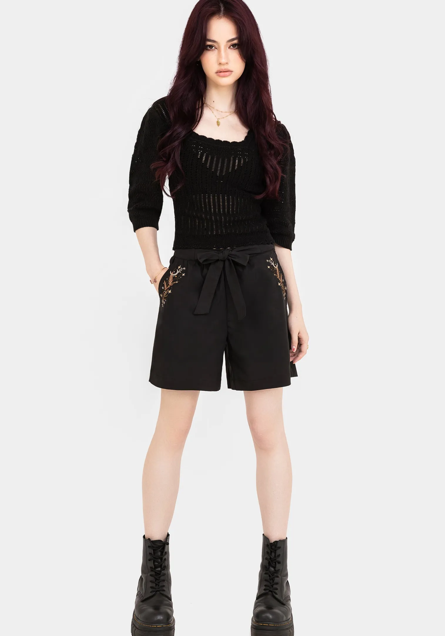 Abellona Embroidered Belted Short