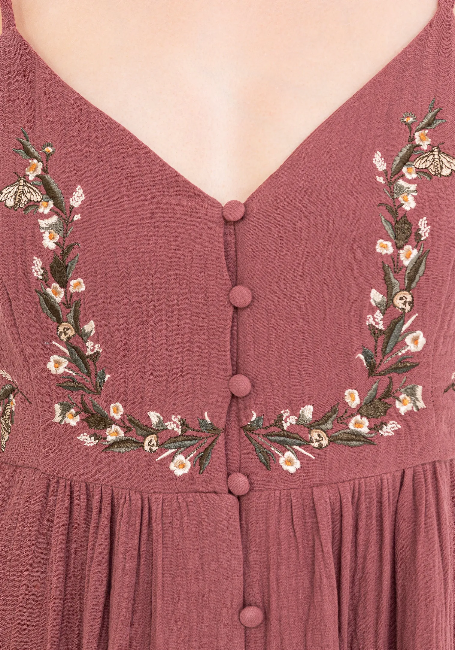 Abundance Cotton Floral Embroidered Bodice Cami Midaxi Dress