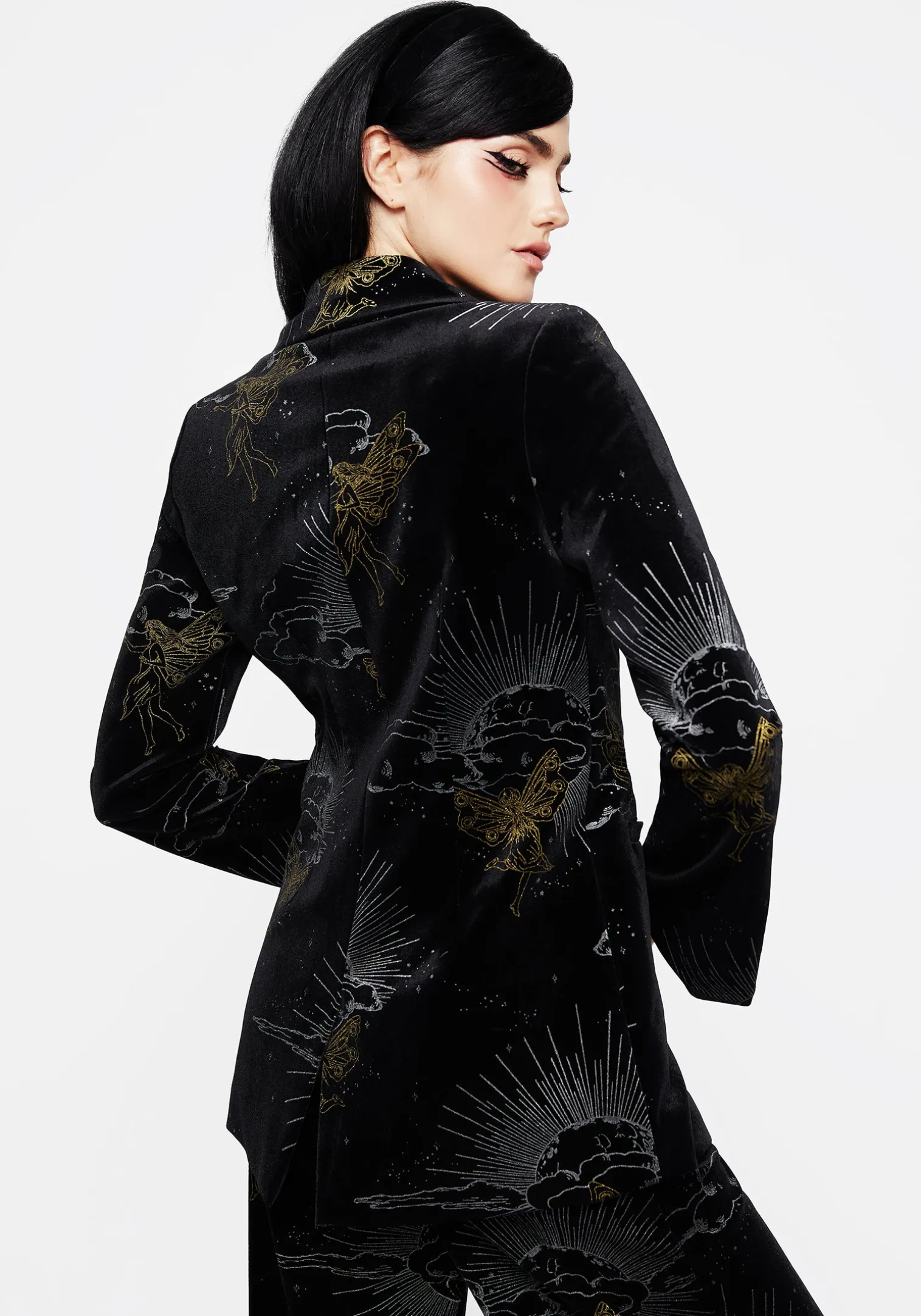 Adelina Foil Print Velour Blazer