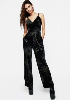 Adelina Foil Print Velour Cami Jumpsuit