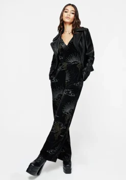 Adelina Foil Print Velour Cami Jumpsuit