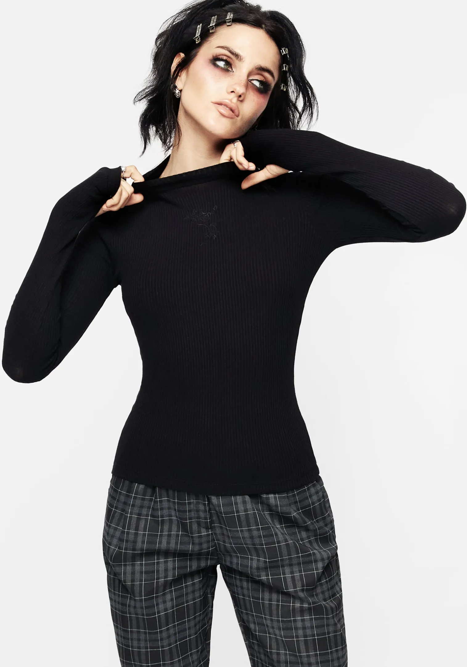 Adonia High Neck Ribbed Top