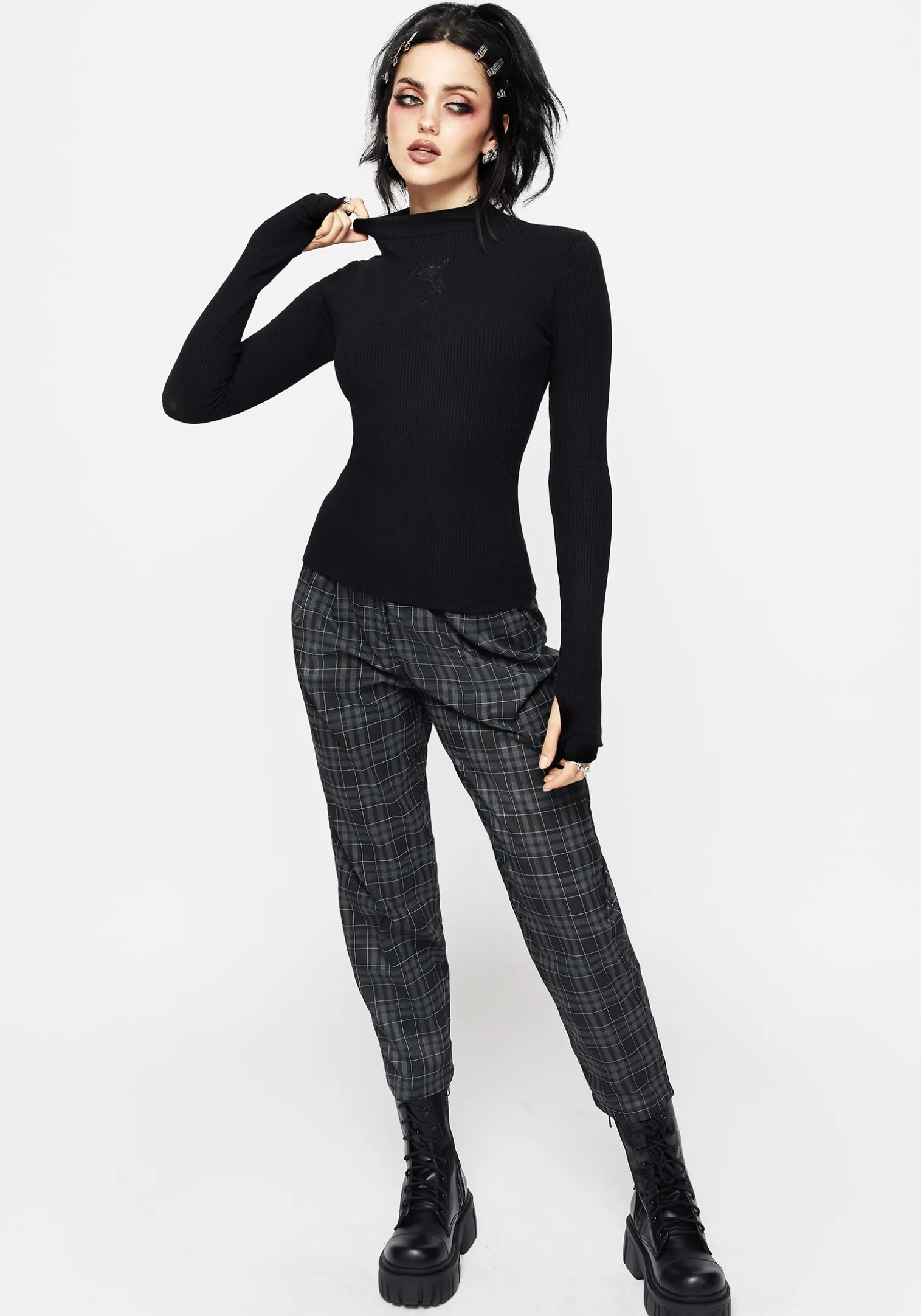 Adonia High Neck Ribbed Top