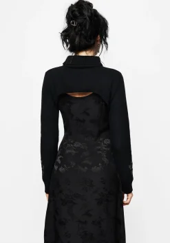 Amalthea Embroidered Roll Neck Extreme Crop Sweater