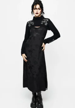 Amalthea Embroidered Roll Neck Extreme Crop Sweater