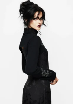 Amalthea Embroidered Roll Neck Extreme Crop Sweater