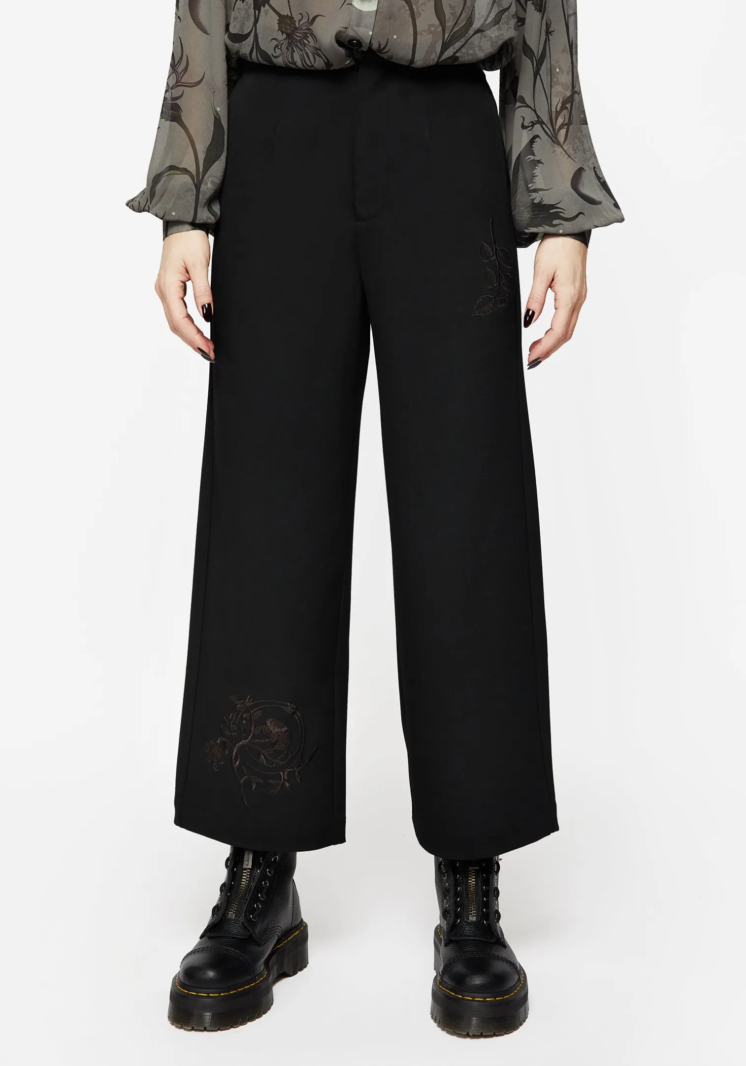 Amalthea Embroidered Tailored Wide Leg Trousers