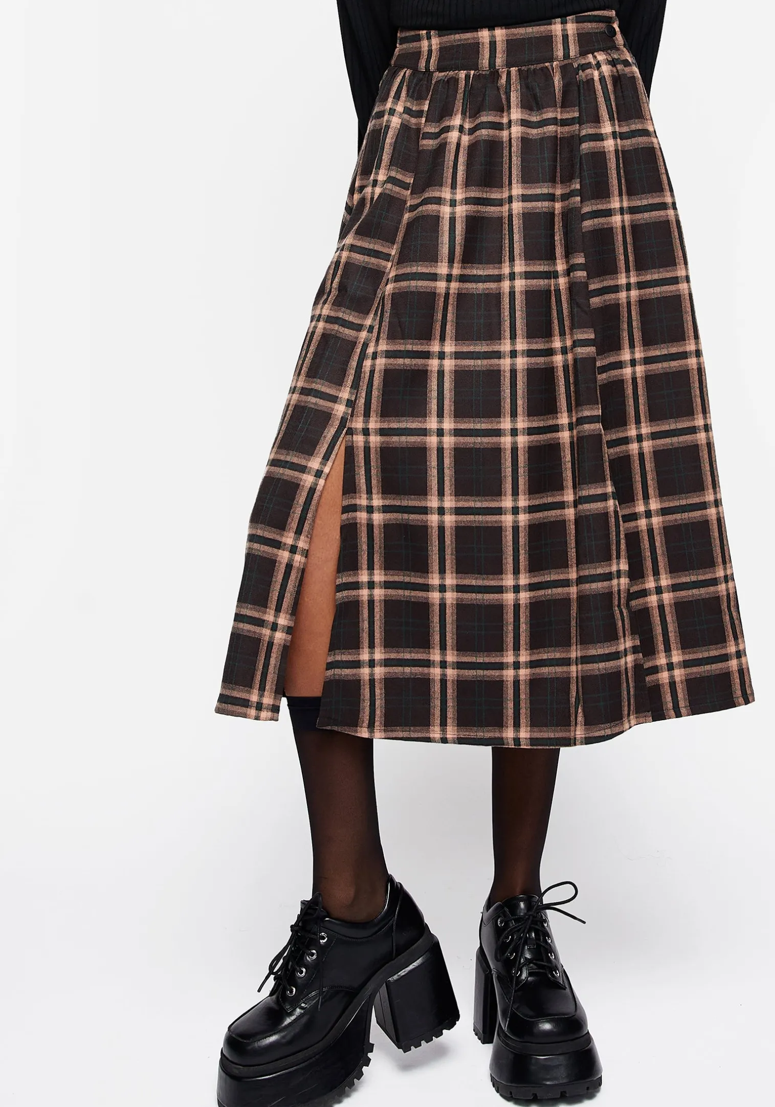 Ambrose Check Midi Skirt