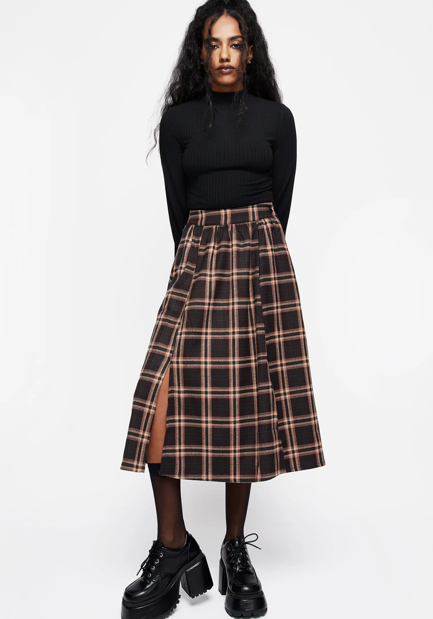Ambrose Check Midi Skirt