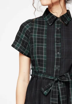 Analogue Check Cotton Mini Shirt Dress