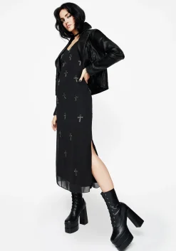 Ankh Beaded Chiffon Midaxi Cami Dress