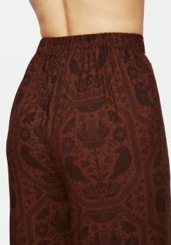 Annabel Tie Waist Wide Leg Culotte Trousers - Rust