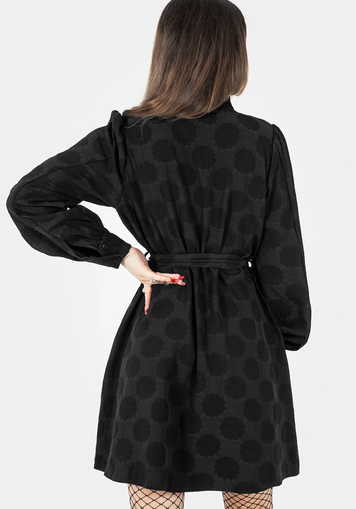 Arachnida Jacquard Mini Shirt Dress