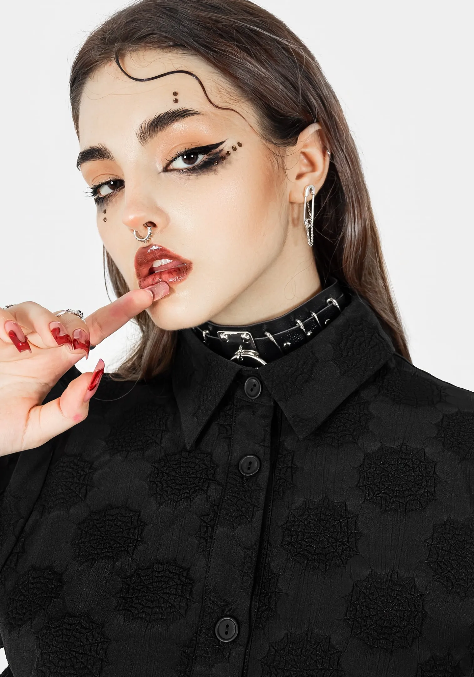 Arachnida Jacquard Mini Shirt Dress