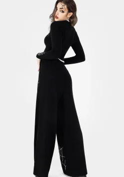 Araneae Embroidered Wide Leg Knit Sweatpants