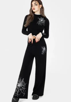 Araneae Embroidered Wide Leg Knit Sweatpants
