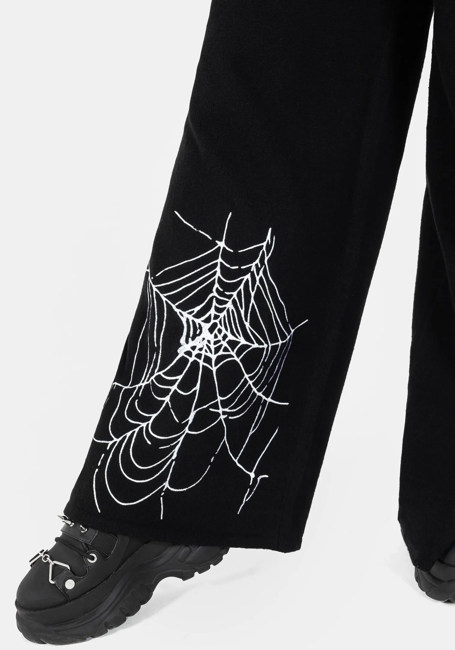Araneae Embroidered Wide Leg Knit Sweatpants
