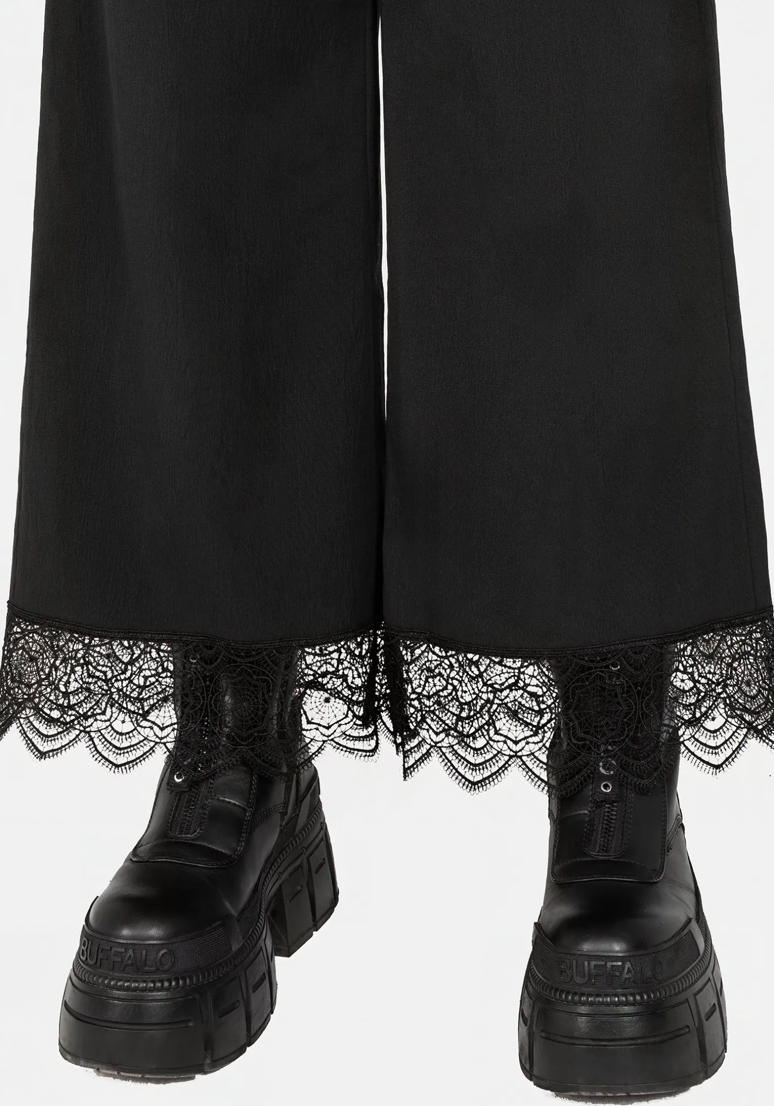 Araneo Lace Hem Wide Leg Trousers