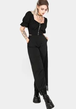 Araneo Lace Hem Wide Leg Trousers