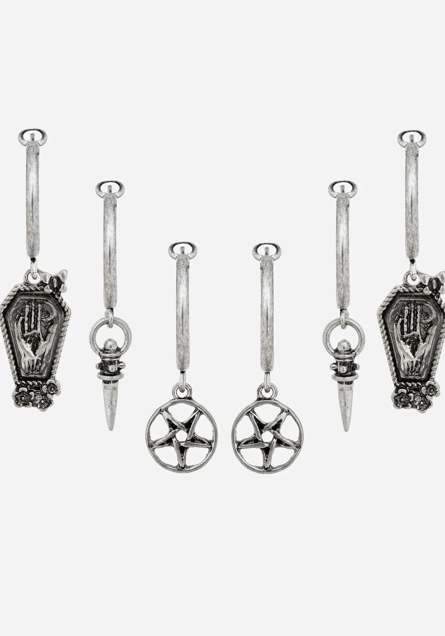 Arbor Coffin Charm Hoop Earrings Set