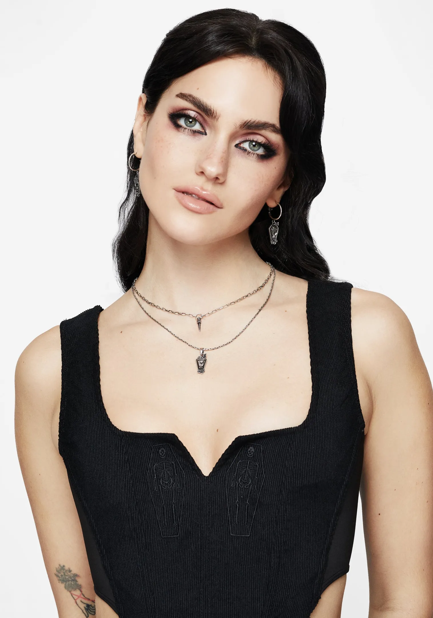 Arbor Coffin Charm Hoop Earrings Set