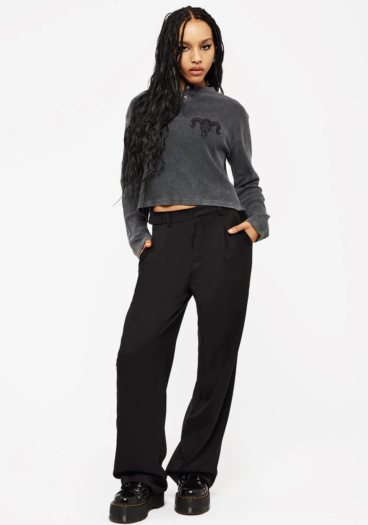Ariel Cotton Blend Embroidered Long Sleeve Top