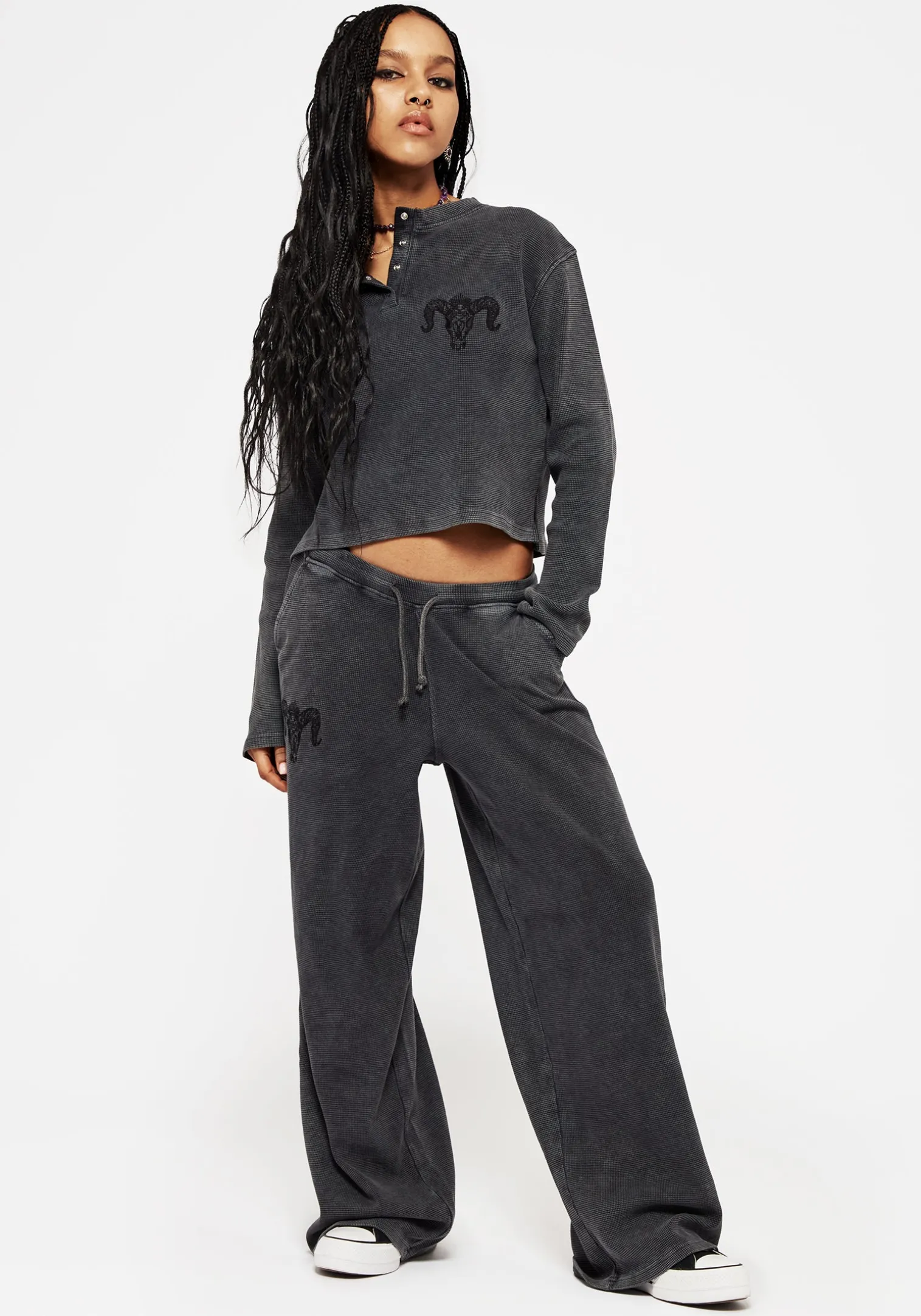 Ariel Cotton Blend Embroidered Long Sleeve Top