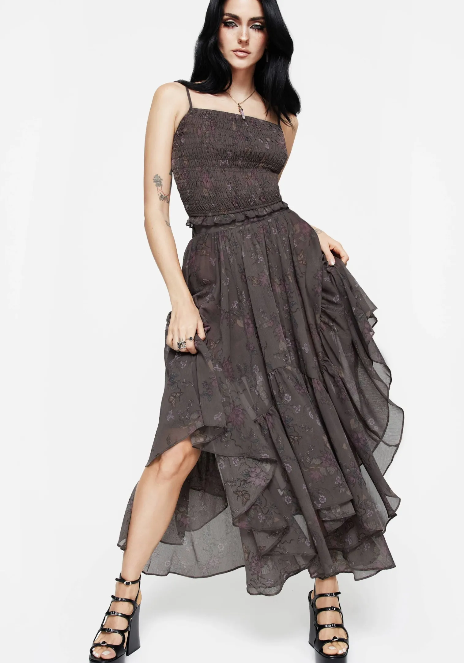 Arnora Chiffon Handkerchief Hem Midaxi Skirt