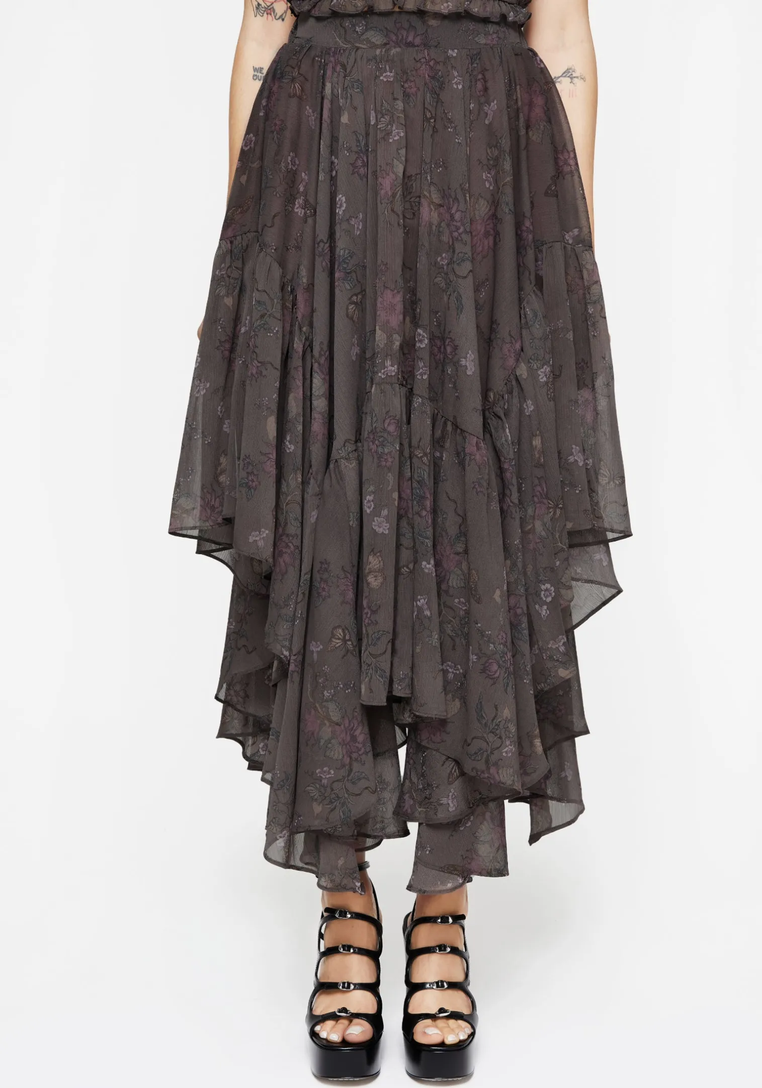 Arnora Chiffon Handkerchief Hem Midaxi Skirt