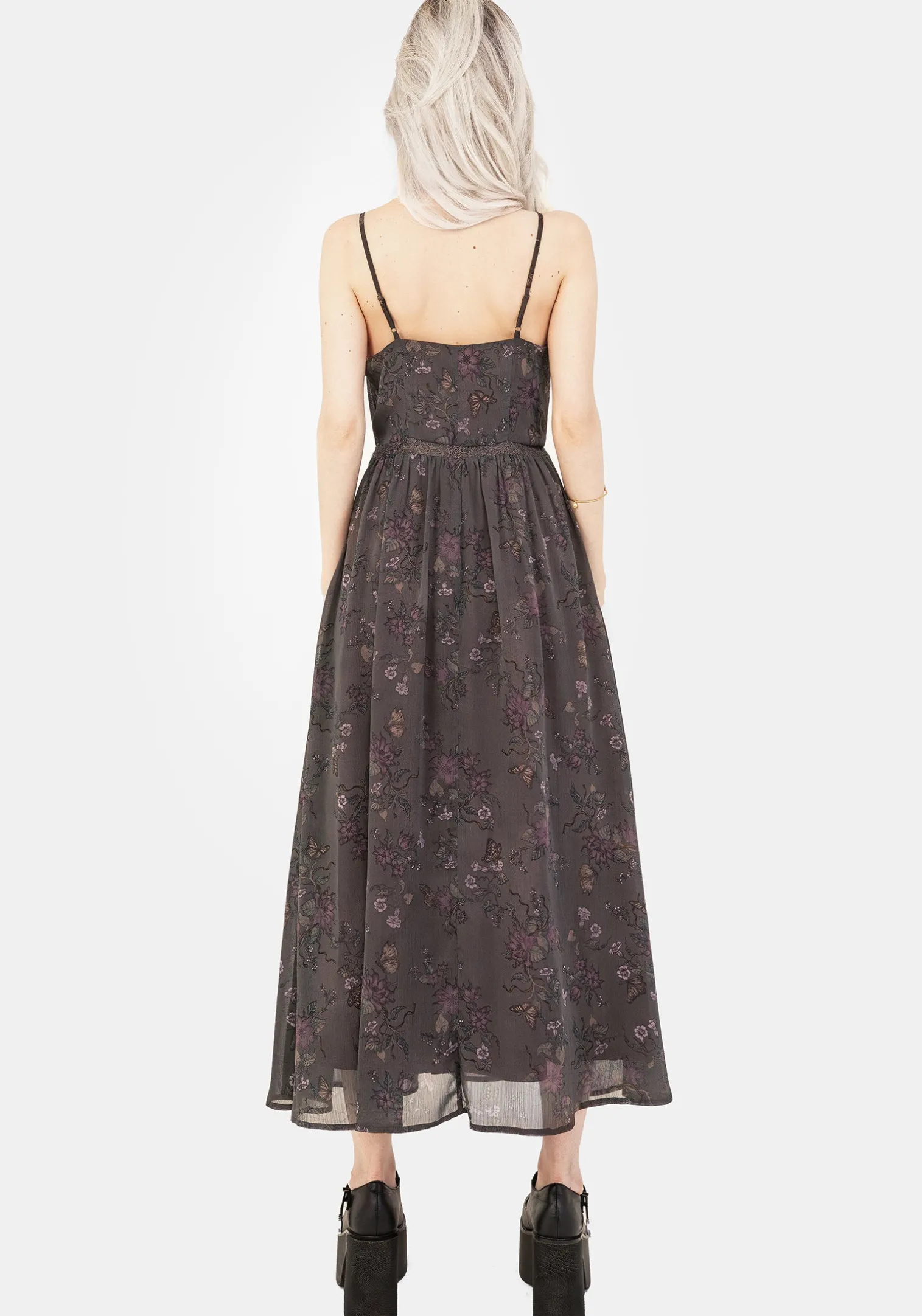 Arnora Chiffon Lace Insert Cami Midaxi Dress