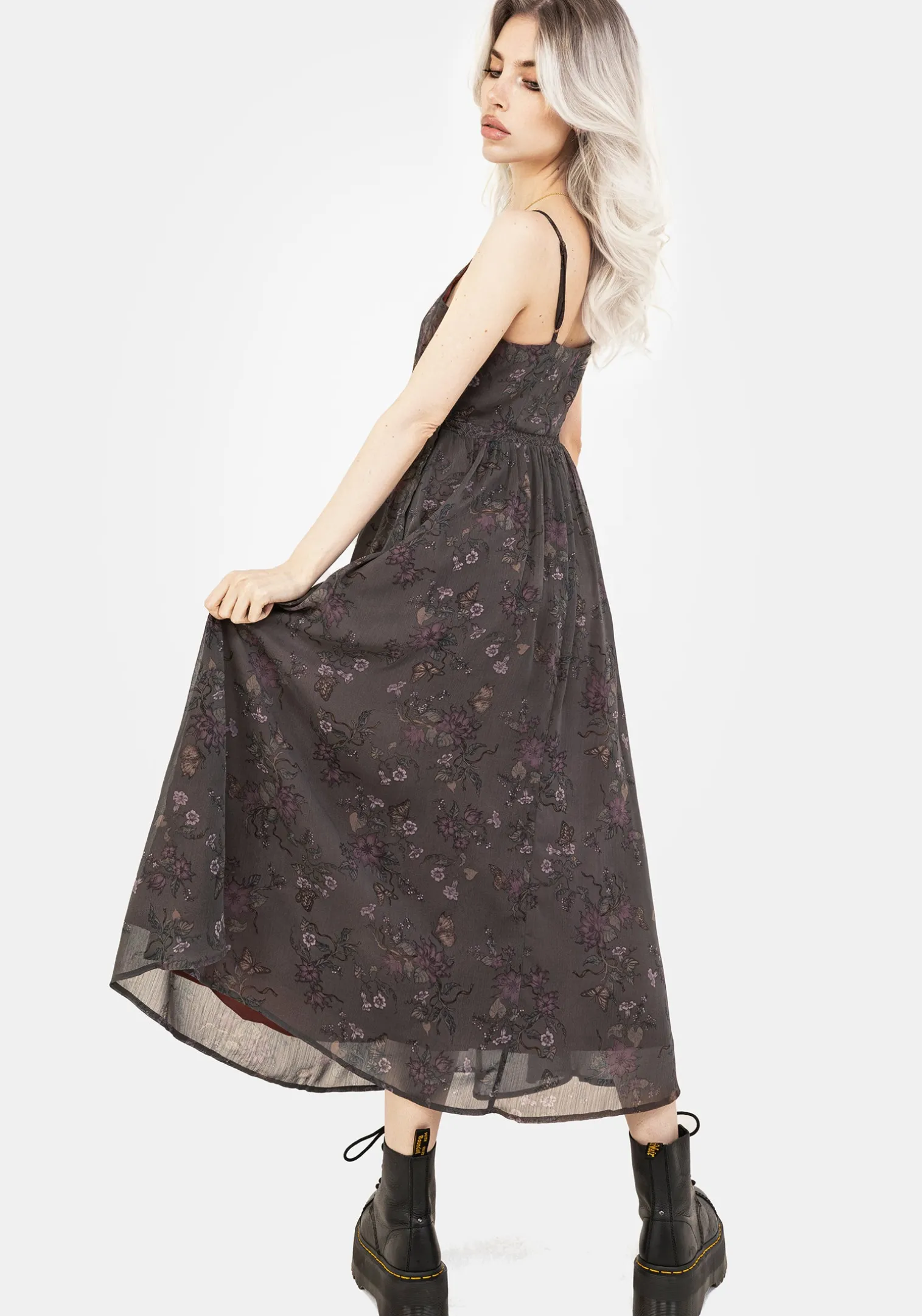 Arnora Chiffon Lace Insert Cami Midaxi Dress