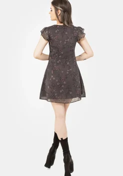 Arnora Chiffon Ruffle Detail Mini Dress