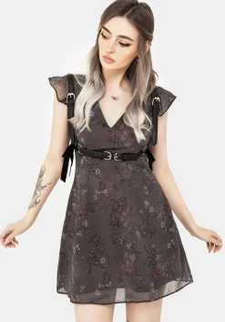 Arnora Chiffon Ruffle Detail Mini Dress