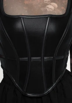 Ashen Faux Leather Zip Corset Top