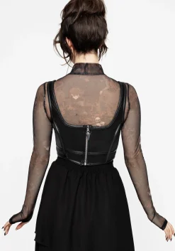Ashen Faux Leather Zip Corset Top