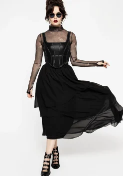 Ashen Faux Leather Zip Corset Top