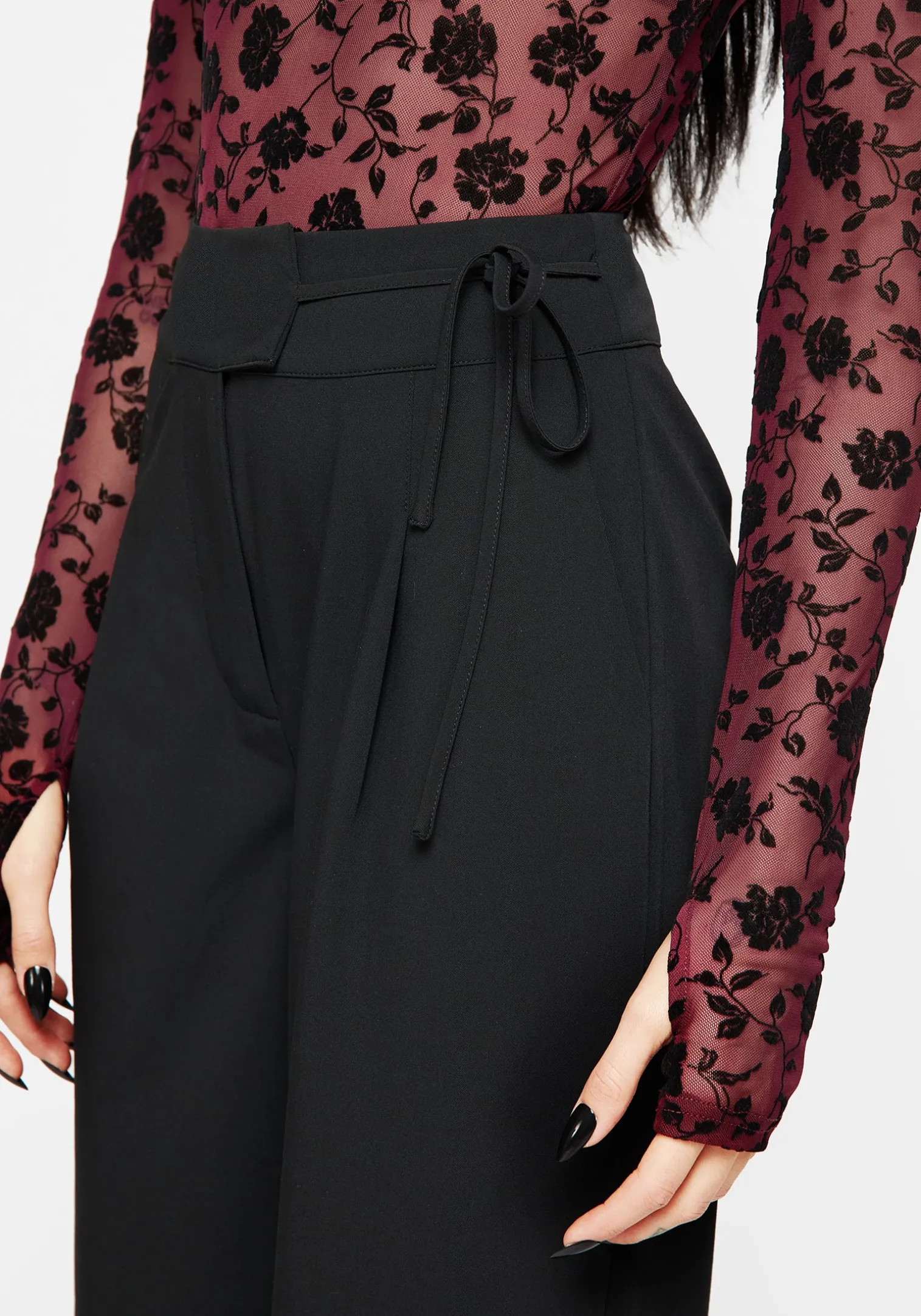 Asteria Tie Waist Embroidered Trousers