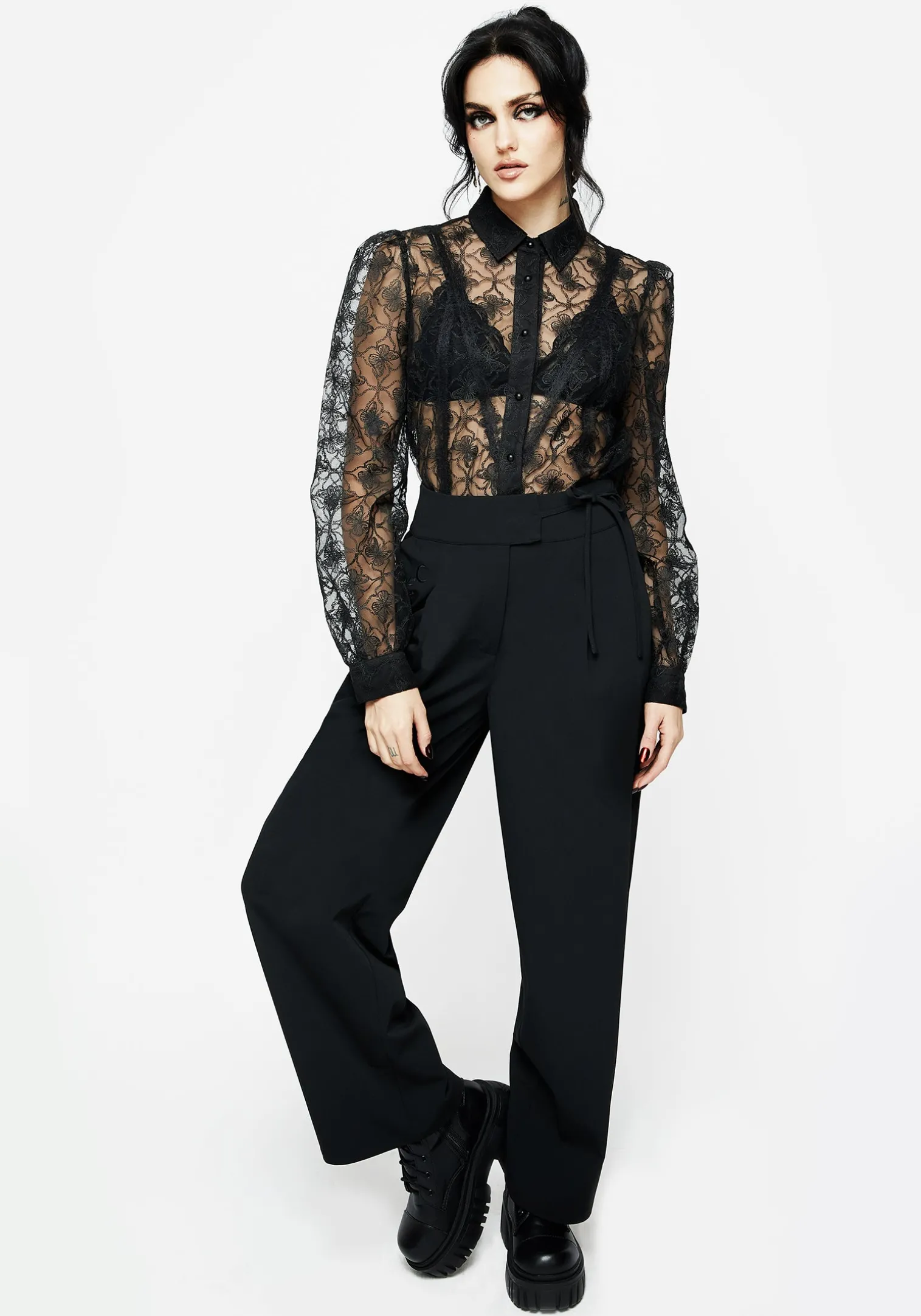 Asteria Tie Waist Embroidered Trousers