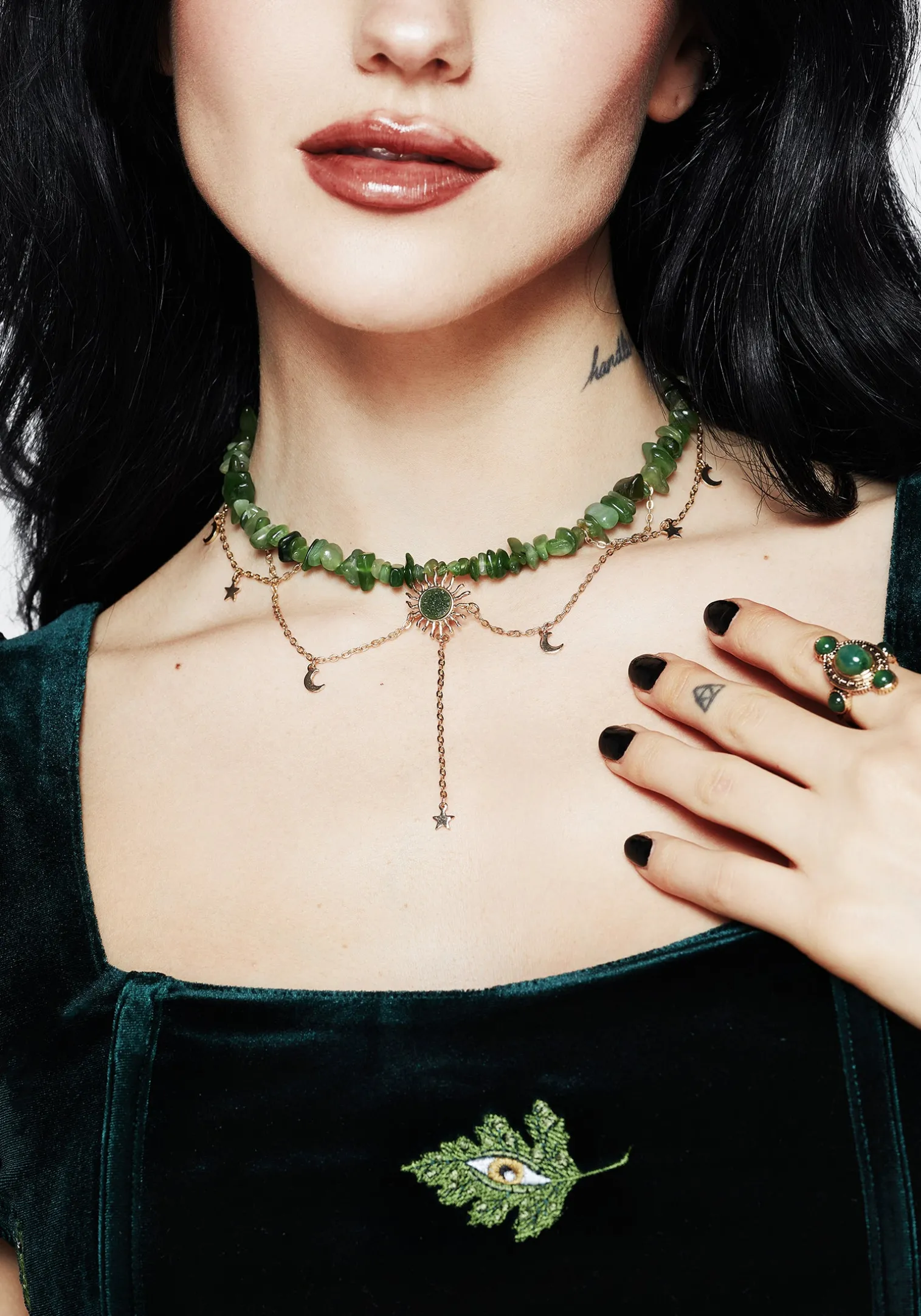Aurora Gem Choker Necklace - Green