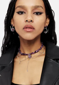 Aurora Gem Choker Necklace - Purple