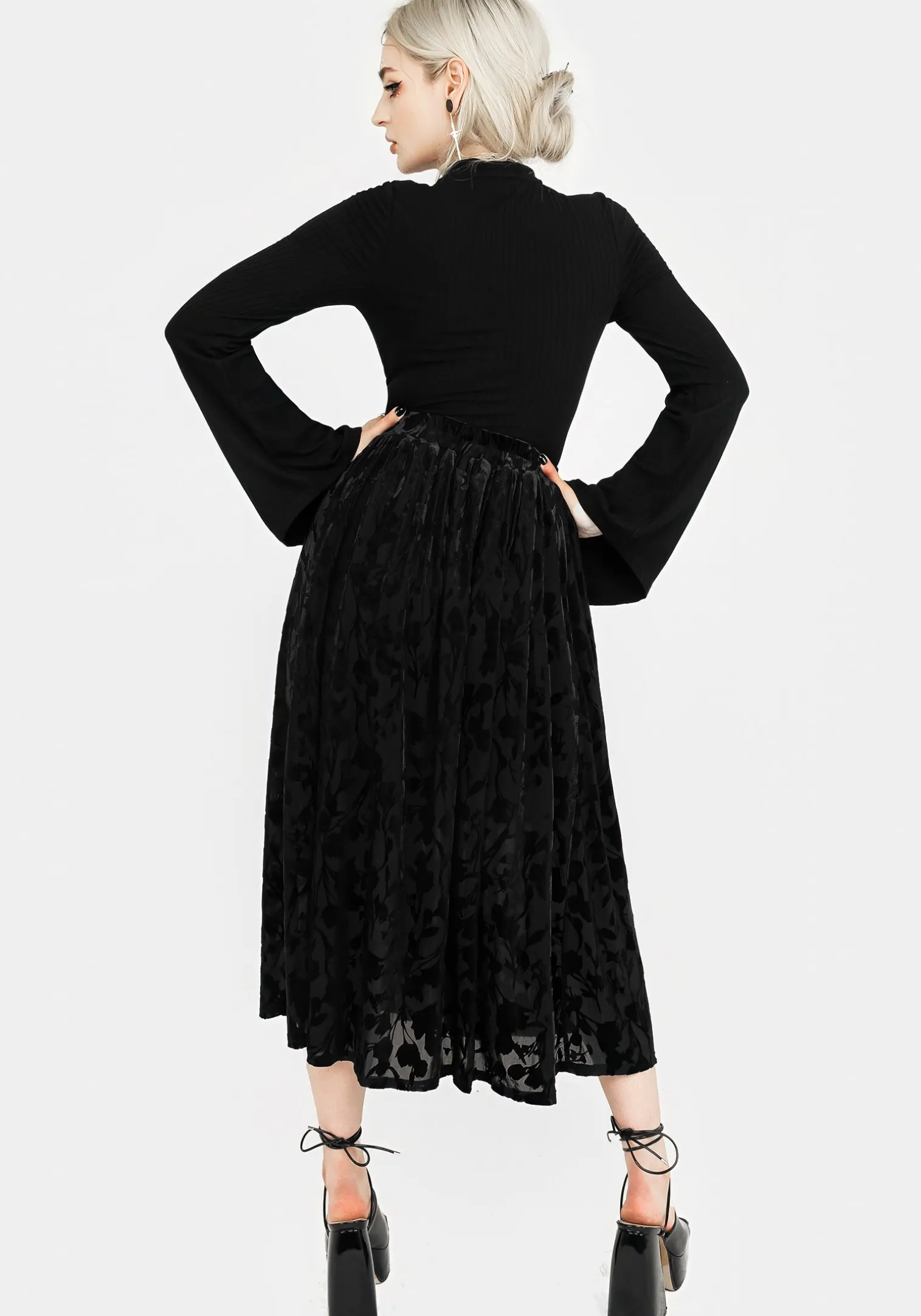 Ava Devoré Mesh Midi Skirt
