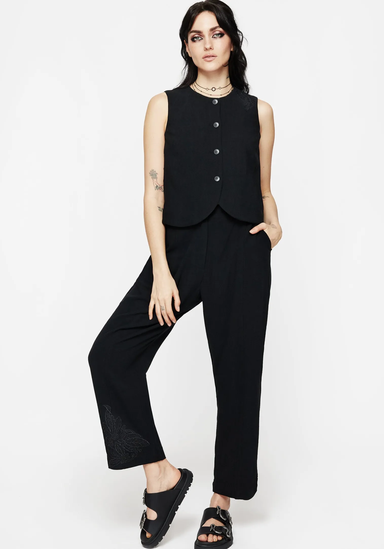 Aya Embroidered Linen Blend Balloon Pants