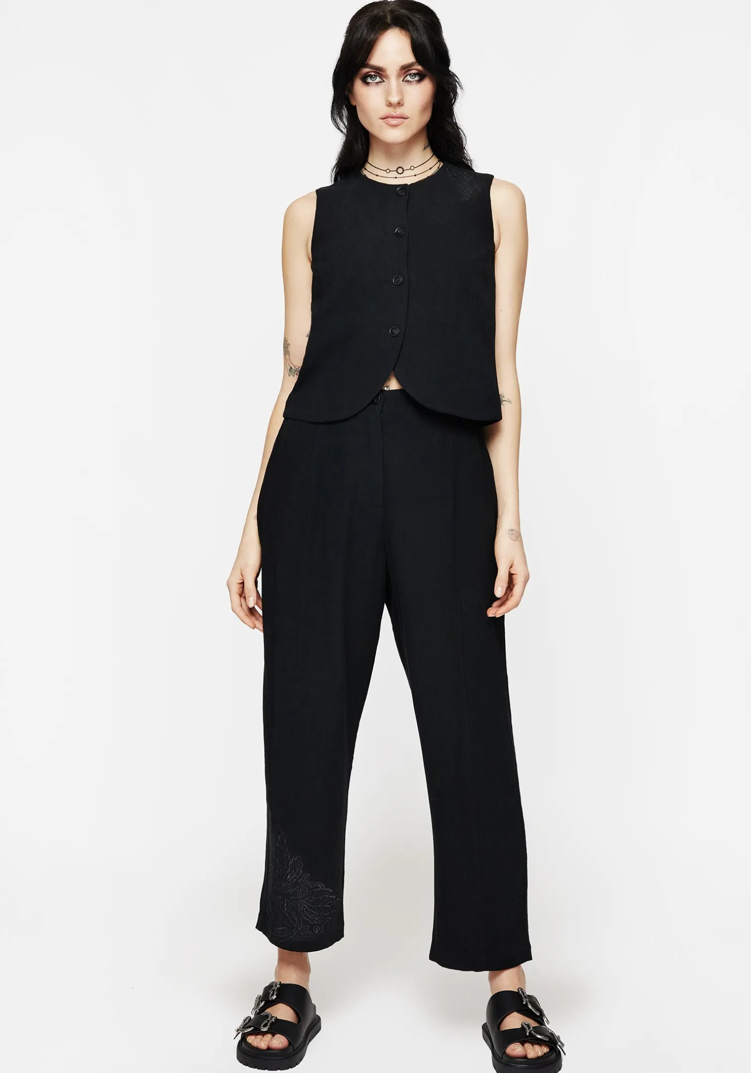 Aya Embroidered Linen Blend Balloon Pants