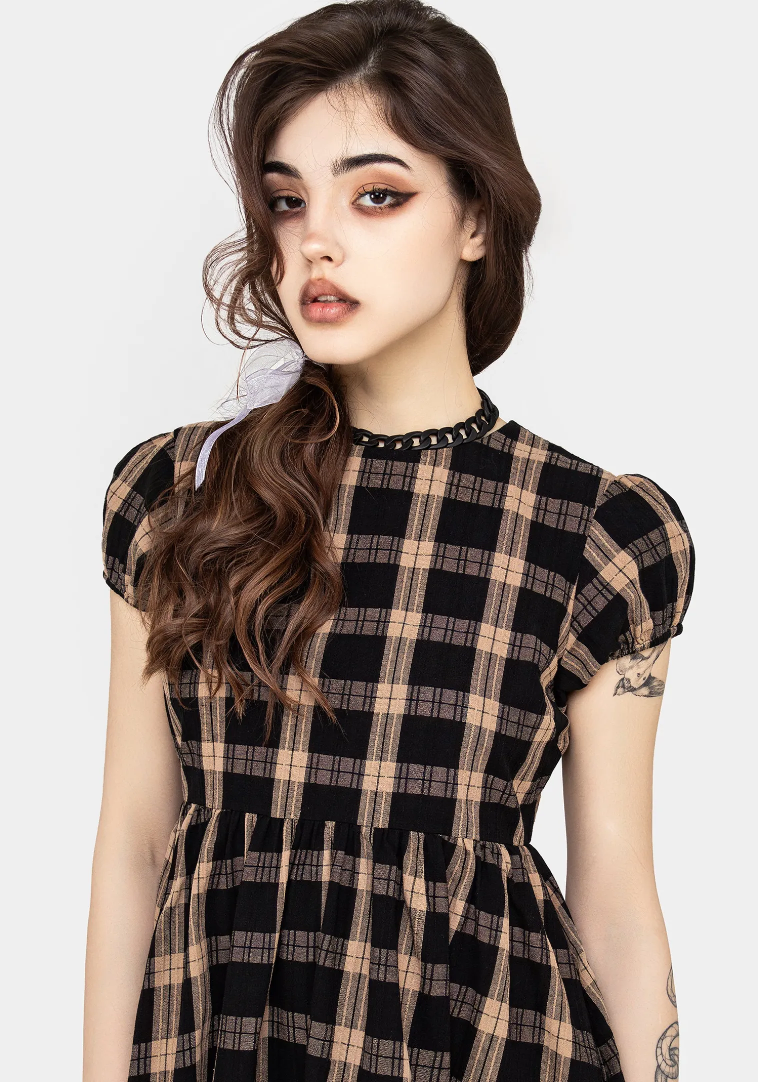 Backspace Check Mini Skater Dress