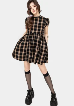 Backspace Check Mini Skater Dress