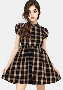 Backspace Check Mini Skater Dress
