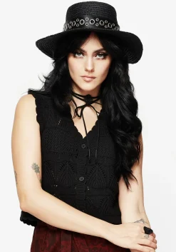 Banish Eyelet Belted Sun Hat