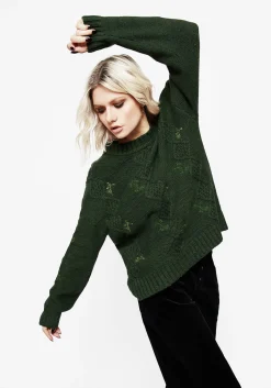 Barberry Embroidered Diamond Knit Sweater