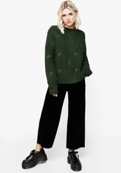 Barberry Embroidered Diamond Knit Sweater