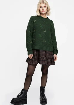 Barberry Embroidered Diamond Knit Sweater